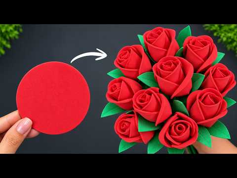 WOW! 😍 Easy Foam Sheet Rose Making 🌹 | Beautiful DIY Flower Bouquet