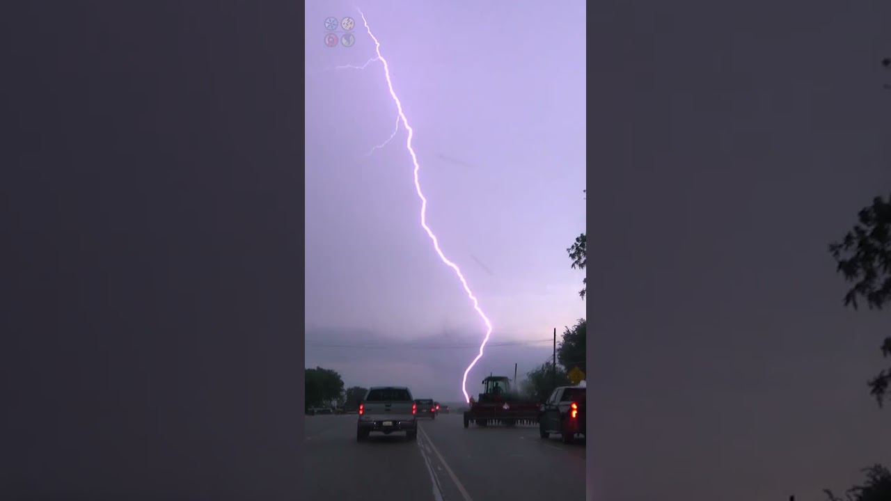 Close Lightning Strikes while driving under Tornado Warned Storm in Texas