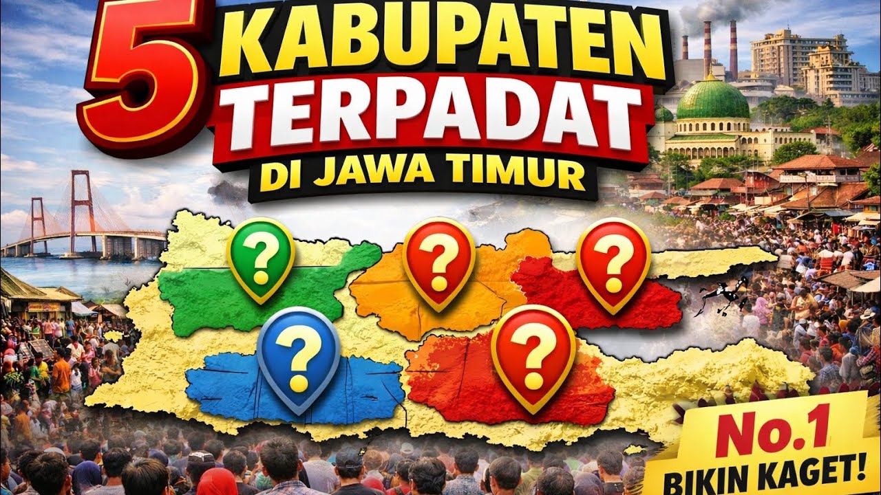 5 Kabupaten Terpadat di Jawa Timur, Nomor 1 Bikin Kaget!