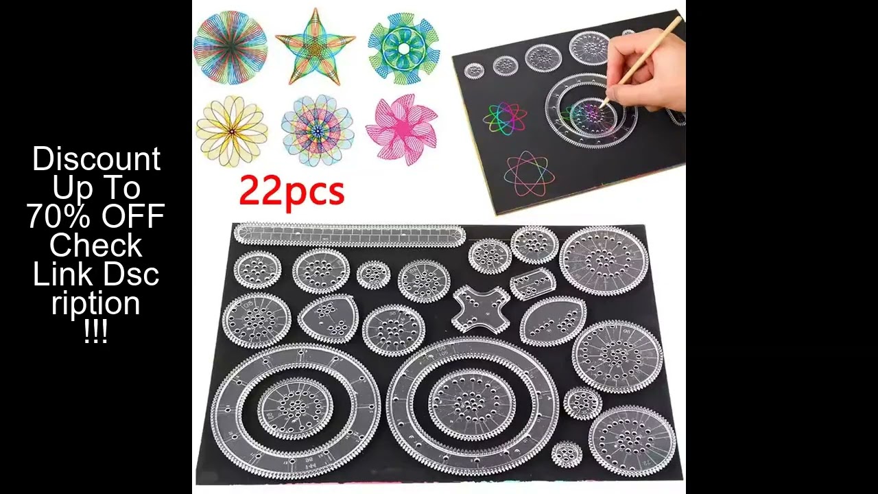 22pcs Spirograph Drawing Toys Set Geometric Ruler Mathematical Roulette Drawing Tools Learning Paint
