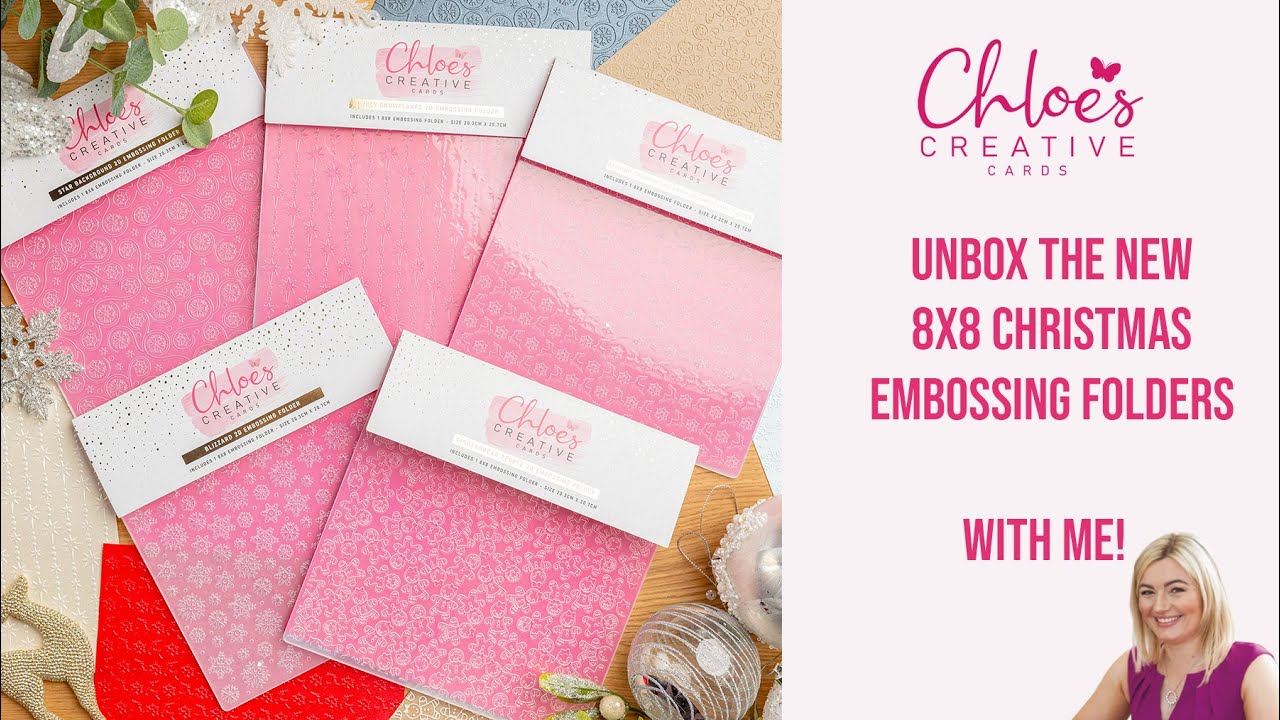 Chloes Creative Cards 8x8 Christmas Embossing Folder Unboxing - YouTube