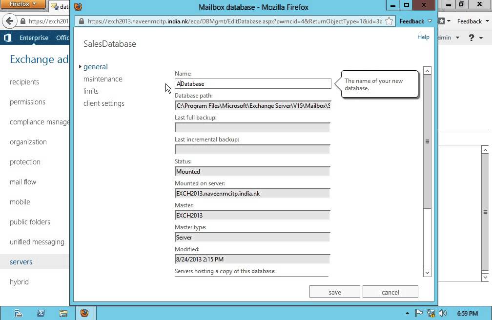 Rename Mailbox Database in Exchange Server 2013 - YouTube