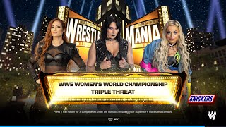 Rhea Ripley Becky Lynch Liv Morgan triple threat match on wwe 2k24