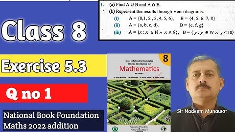 Class 8 Exercise 5.3 Q no 1 NBF Maths Ex 5.3 verify with Venn diagrams in Urdu Hindi Sir Nadeem Muna