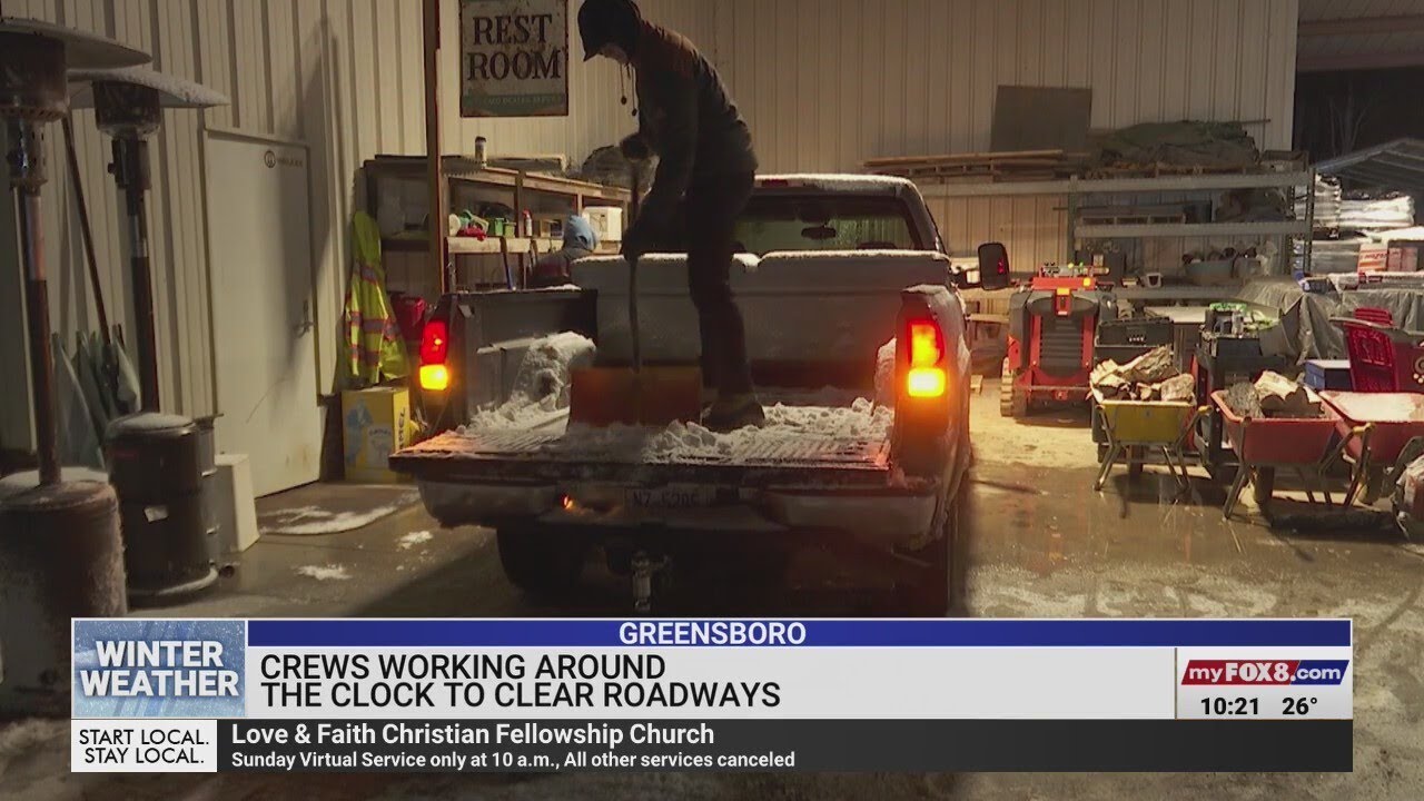 Crews work around the clock to clear roads in Greensboro - YouTube