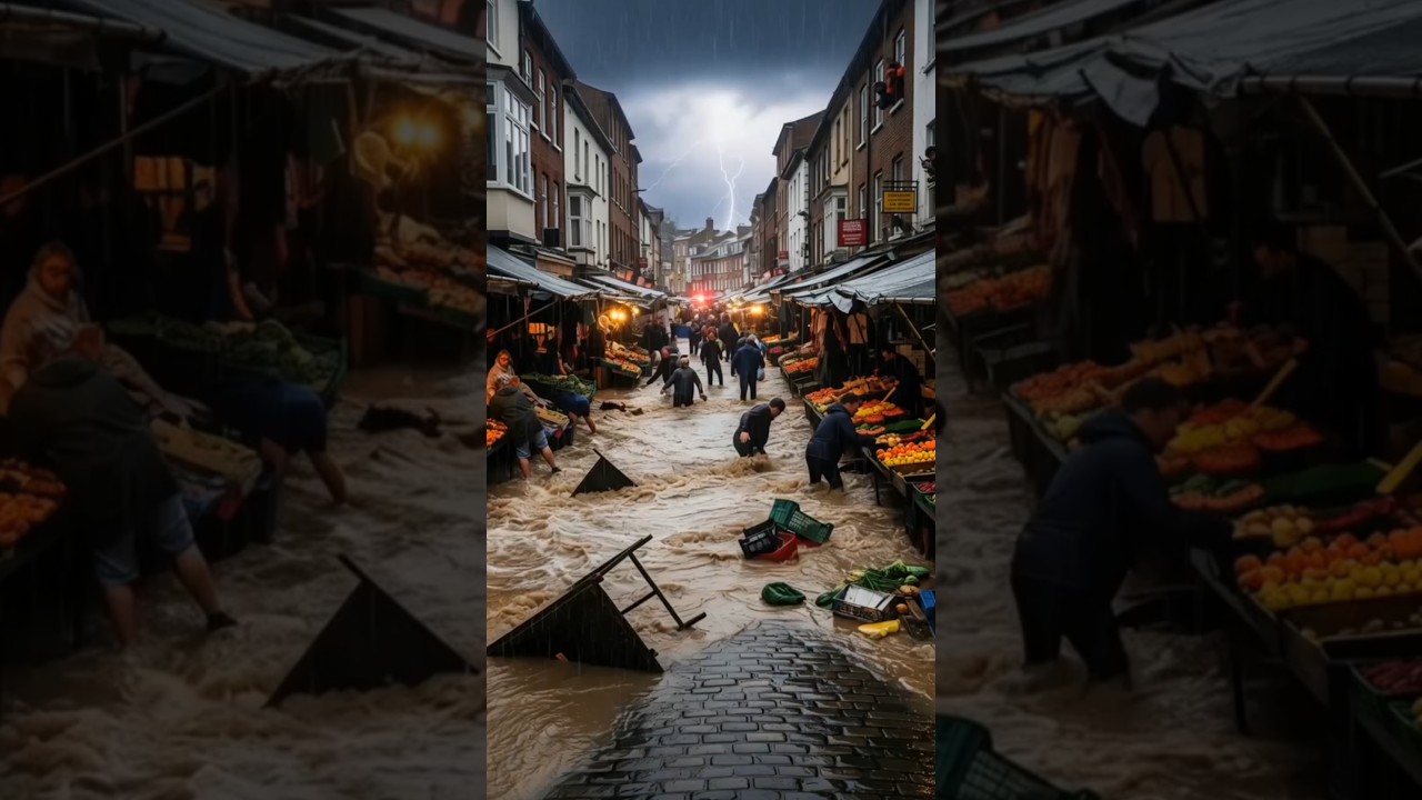 Flash Flood Tears Through Street Market 