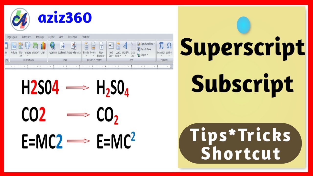 keyboard shortcut for subscript in word