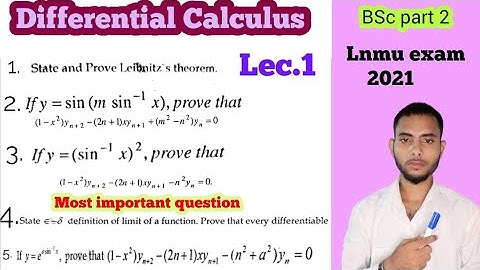 Differential Calculus lecture 1 | Lnmu exam BSc part 2 | Differential calculus Question Bank
