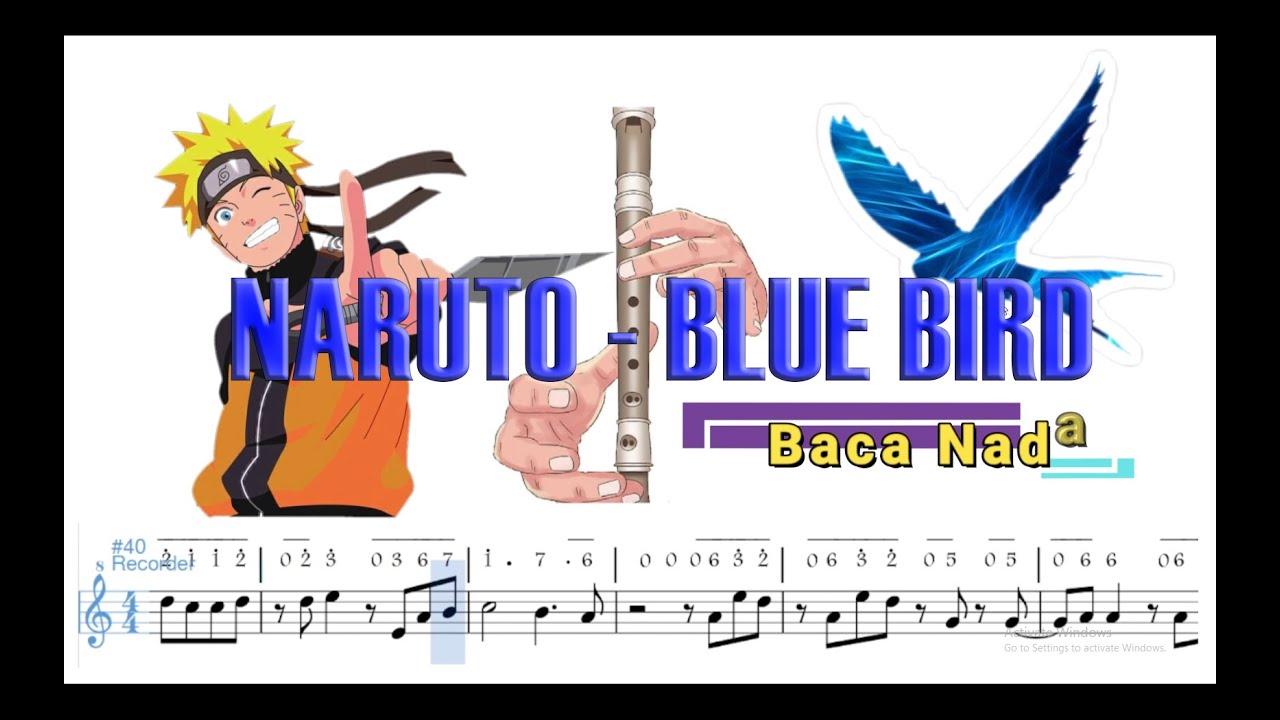 Naruto Blue bird Recorder Tutorial not angka suling YouTube