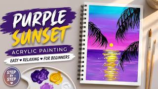 Easy Acrylic Sunset Landscape 🌅🌴 | Step-by-Step Tutorial #art #painting