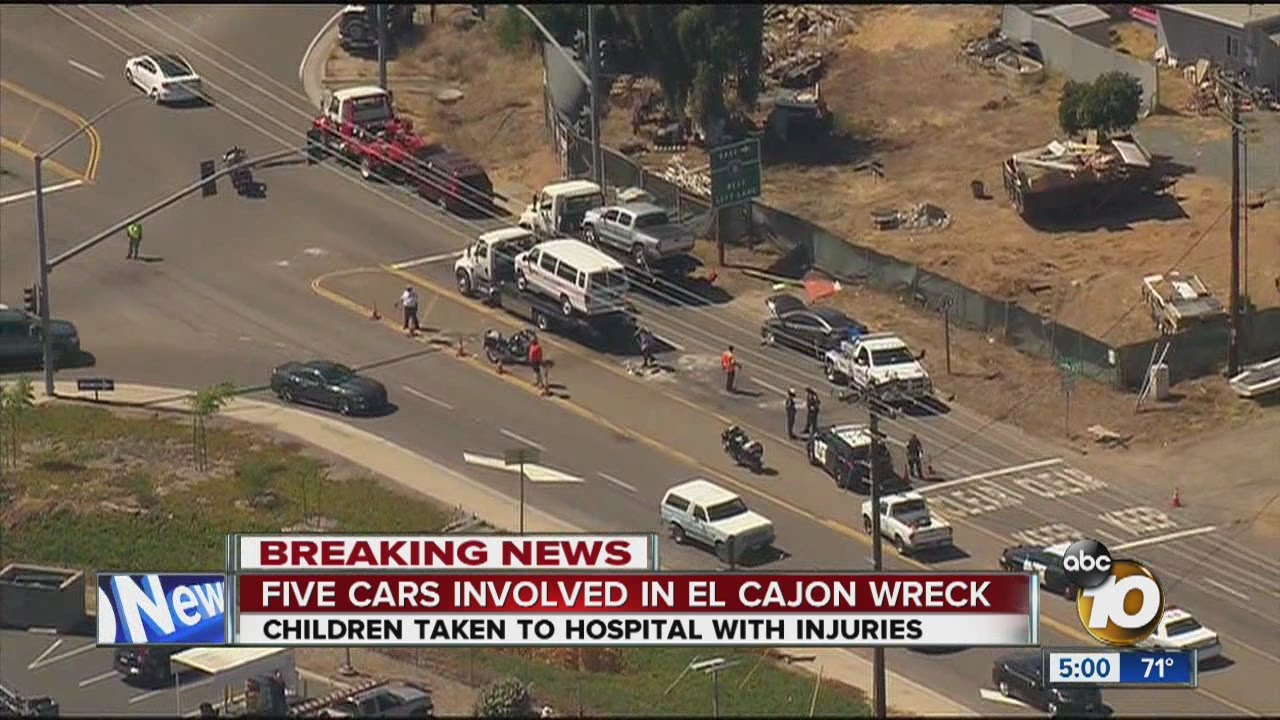 Five Car Crash in El Cajon, Victims Sent to Hospital YouTube