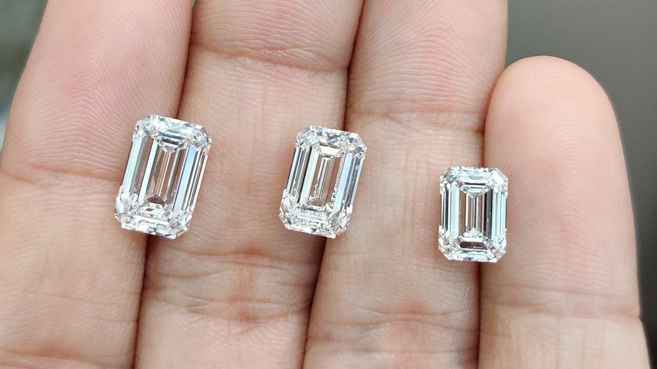 Emerald cut diamond 🔵 Size Compare 2, 3 and 4 ct 💎 - YouTube