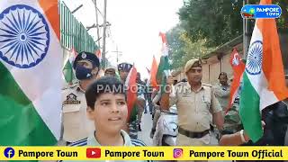 Tiranga Rally Organised under ‘ Har Ghar Tiranga ‘ Campaign by Kashmir Police  and CRPF in Pampore.