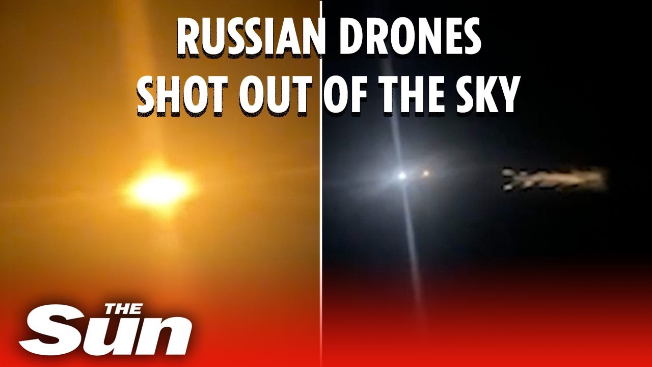 Ukrainian air defences shoot down Russian drones at night - YouTube