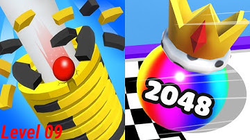 Stack Ball Vs Ball merge Run satisfying Gameplay 🫣🟩🔵🟦🟨 walkthrough iOS Android Level 09