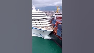 Disaster 💥Cruise Ship and Cargo Vessel Collide While Entering the port #shorts #cruiseship