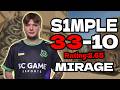 🔥s1mple 33-10 | Rating 2.65 | Matchmaking | mirage | Apr 20, 2026