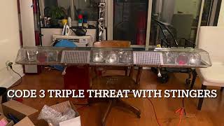 Code 3 XL Triple Threat Lightbar with Sealed Beam Rotators and 3 Stingers