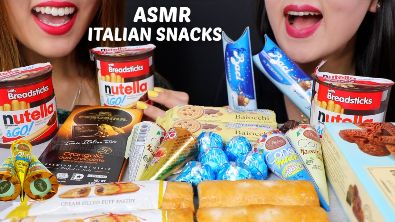 ASMR TRYING ITALIAN SNACKS (chocolates + cookies) 리얼사운드 먹방 | Kim&Liz ASMR