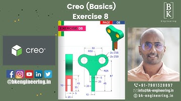 Creo Basic Exercise 8 | Mechanical Engineering | CAD | For Beginners | BK Engineering