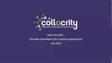 Have You Met the Modern SharePoint Site Contents Experience July 2016