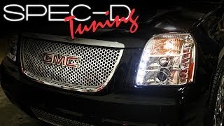 SPECDTUNING INSTALLATION VIDEO: 2007-2010 CHEVY DENALI GMC YUKON PROJECTOR HEAD LIGHTS Spec D 2007 2010 Chevy Denali Gmc Yukon Projector Headlights Installation Video