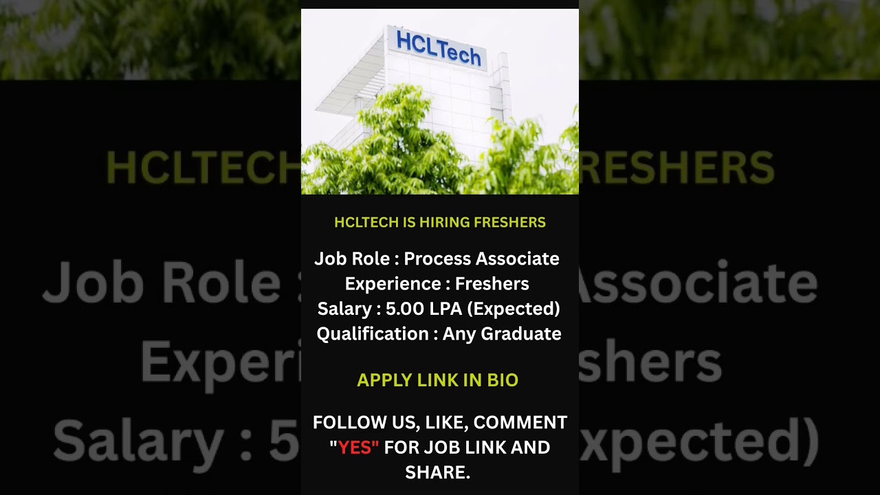 🚨 HCLTECH Jobs 2025 Hiring Freshers FOR PROCESS ASSOCIATE. 