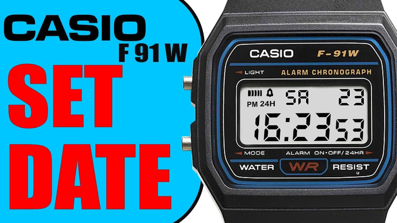 casio f91w change date