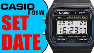 Casio F91 W How to set the date (4k tutorial)