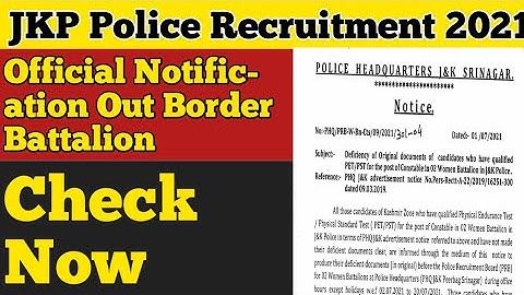 JKP Police Border Battalion Girls || Documents Verification Notification out