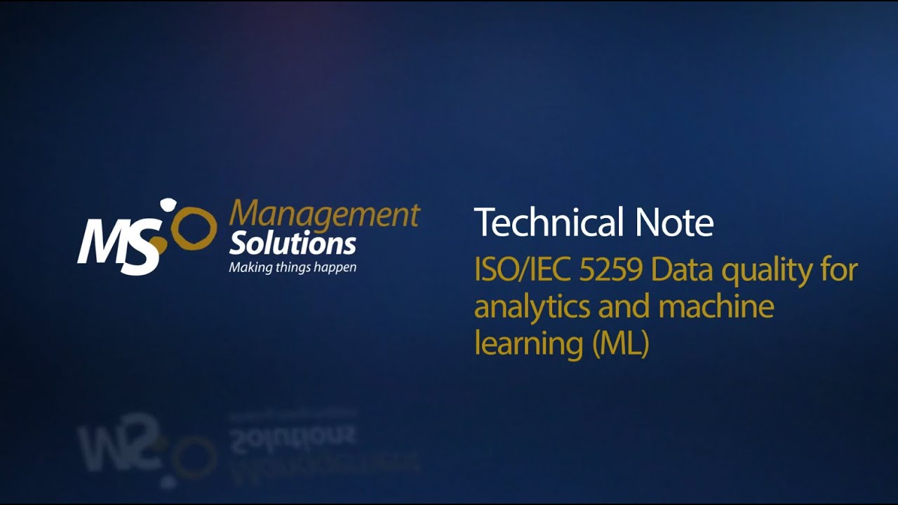 ISO/IEC 5259 Data quality for analytics and machine learning (ML) - YouTube