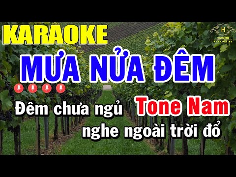 Karaoke Mưa Nửa Đêm - Mưa Nửa Đêm Karaoke Tone Nam Nhạc Sống | Trọng Hiếu