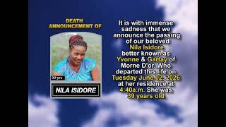 Nila Isidore ~ Short Obituary