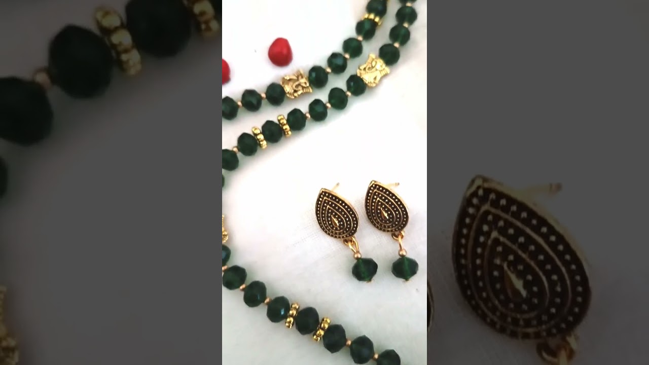 Crystal Bead Necklace Set by Shilpakar Designs 