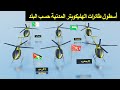 ترتيب عدد طائرات الهليكوبتر المدنية لدول شمال افريقيا والخليج العربي ترتيب طائرات هليكوبتر حسب الدول 