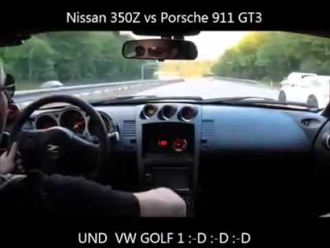 Nissan 350z Gegen Porsche 911 Gt3 Und Golf 1 Gti Youtube