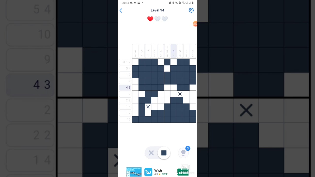 nonogram puzzle level 34 - YouTube