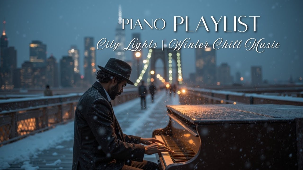Спокойное фортепианное инструментальное для снегопада и огней города | Зимняя расслабляющая музыка