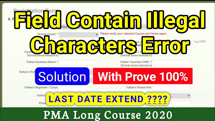 Field Contain Illegal Characters Error Filling PMA Long Course 146 Registration Form