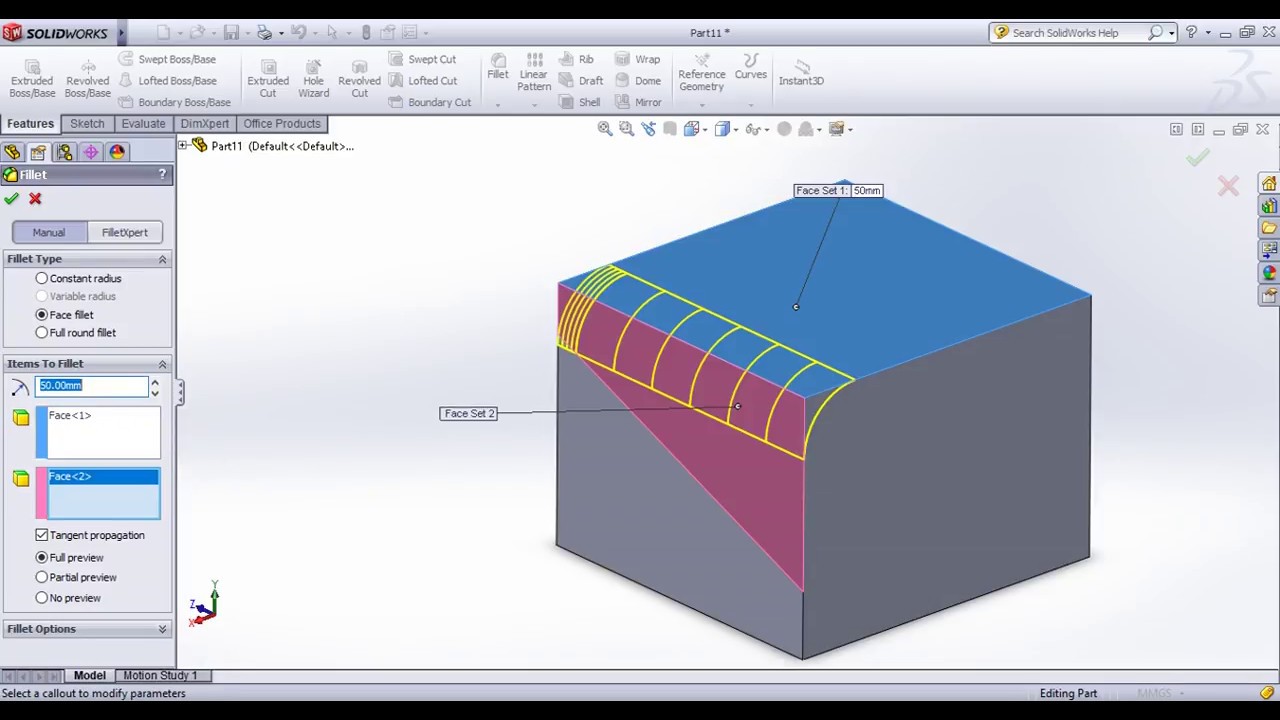 SolidWorks Tutorial in Tamil 32 : Fillet | Part | Solid - YouTube