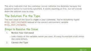 Resolving the MYSQL_ROOT_PASSSWORD Typo in MySQL Docker Container Setup
