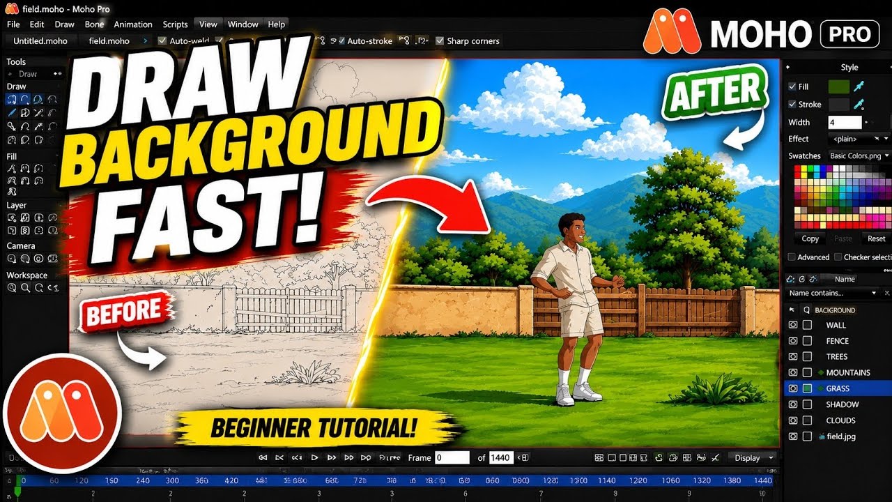 How to Draw Cartoon Backgrounds in Moho (Beginner Tutorial) - YouTube