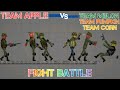 Team apple vs team melon team pumpkin team corn in melon playground fight battle