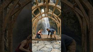 We Built a Secret Modern Sanctuary Behind a Thundering Waterfall! #outdoors #waterfall #bushcraft