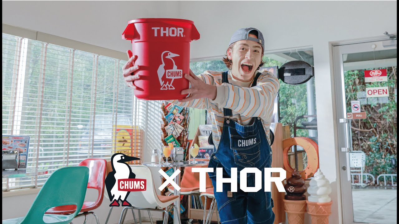 【CHUMS】【THOR】コラボ　ラウンドコンテナ12L（オマケ付き） チャムス×THORの初コラボ」定番“ラウンドコンテナ”が鮮烈レッドに刷新