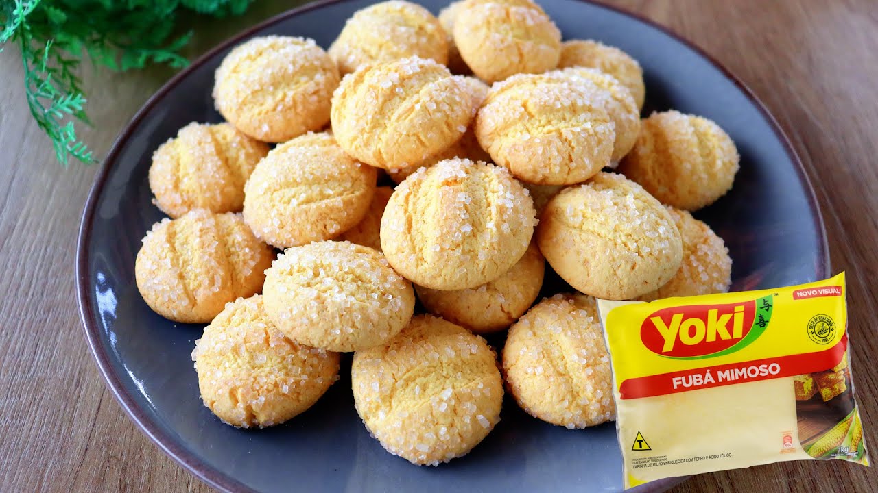 BOLACHINHAS DE FUBA SEM FARINHA DERRETE NA BOCA