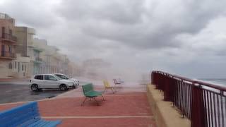 A Strong Storm Before Christmas in Xghajra, Malta 12/21/2017