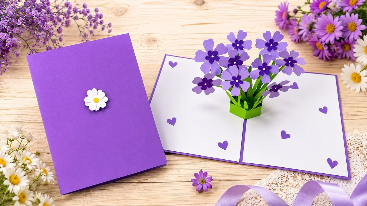 DIY Pop Up Flower Card 💜 Easy Handmade Mother’s Day Card for Mom | DG ...