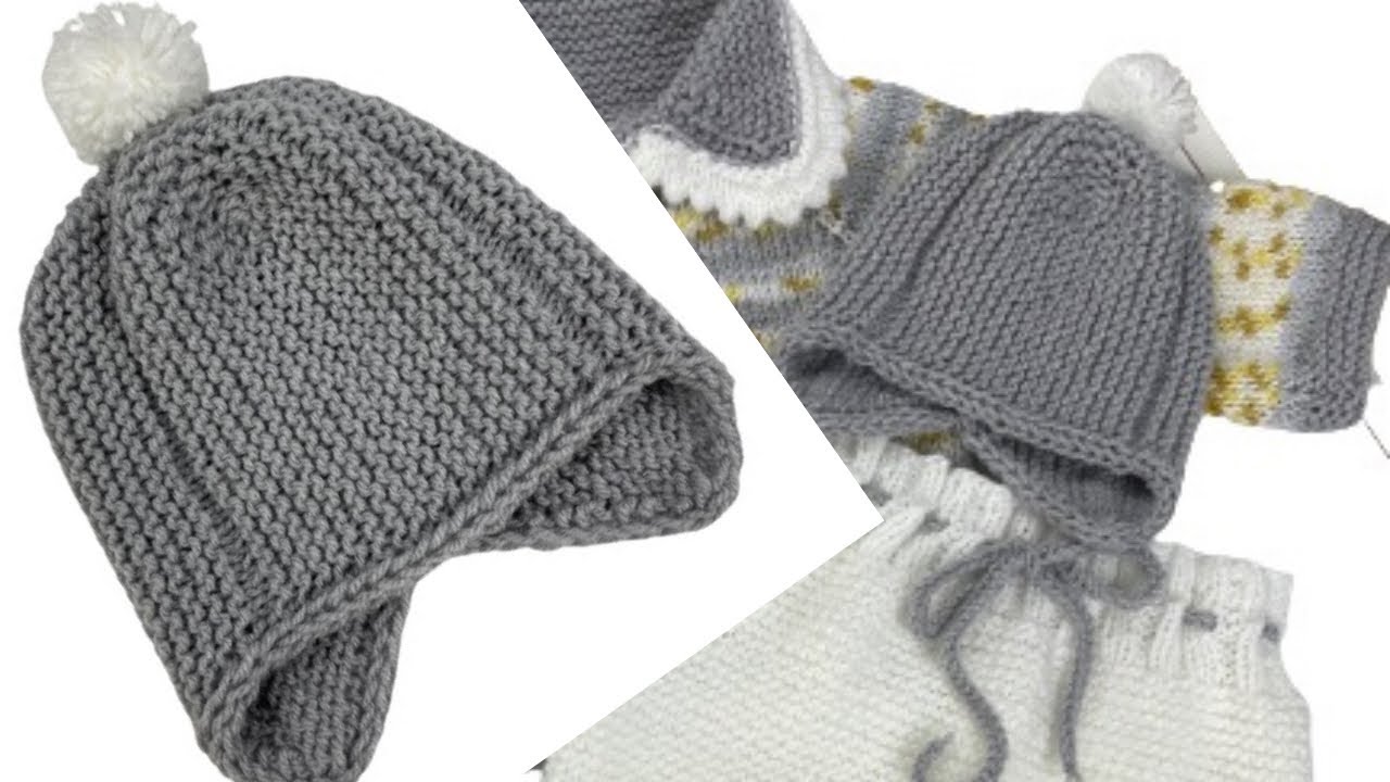 GORRO EM TRICÔ PARA BEBÊ-COM TAPA ORELHAS-FEITO NA VERTICAL
