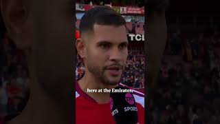 Bruno Guimarães reacts to scoring the winner in Arsenal’s comeback against Leeds! 👏
